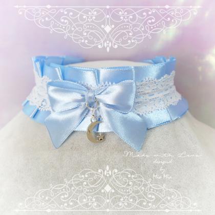 Choker Necklace ,kitten Pet Rule Play Collar ,bdsm Ddlg Light Blue ...