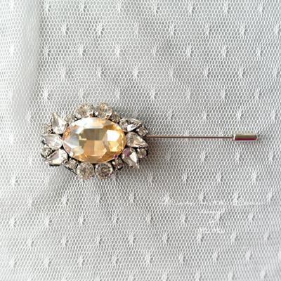 Luxury Yellow Rhinestone Men's Boutonniere Buttonhole for wedding,Lapel pin,hat pin,tie pin brooch accessories tie pin groom