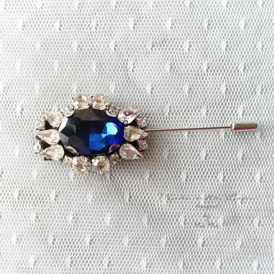 Luxury Blue Rhinestone Men's Boutonniere Buttonhole for wedding,Lapel pin,hat pin,tie pin brooch accessories tie pin groom