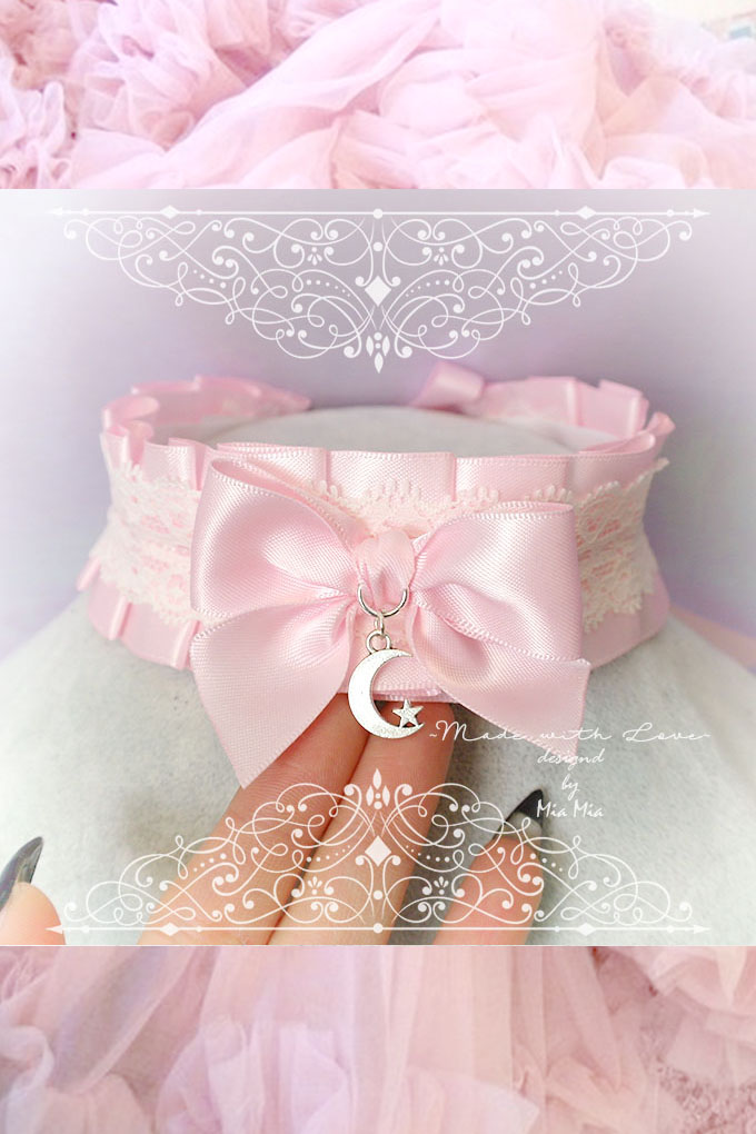 Kitten Pet Play Collar Bdsm Ddlg Choker Necklace Pink Satin White Lace Ruffles Bow Moon Star Daddys Girl Kawaii Pastel Goth Fairy Kei Kitten Pet Play Collar Bdsm Ddlg Choker Necklace Pink Satin White Lace Ruffles Bow Moon Star Daddys Girl Kawaii Pastel Goth Fairy Kei