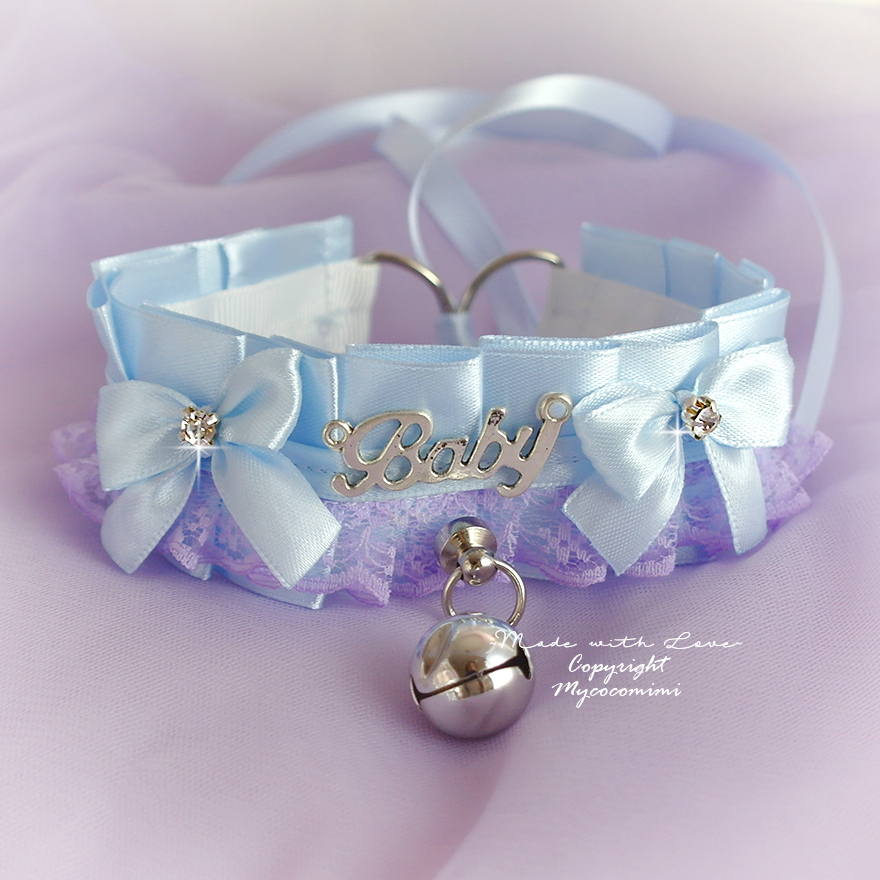 BABY Girl Choker Necklace Kitten Play Collar Baby Blue Purple Lilac ...