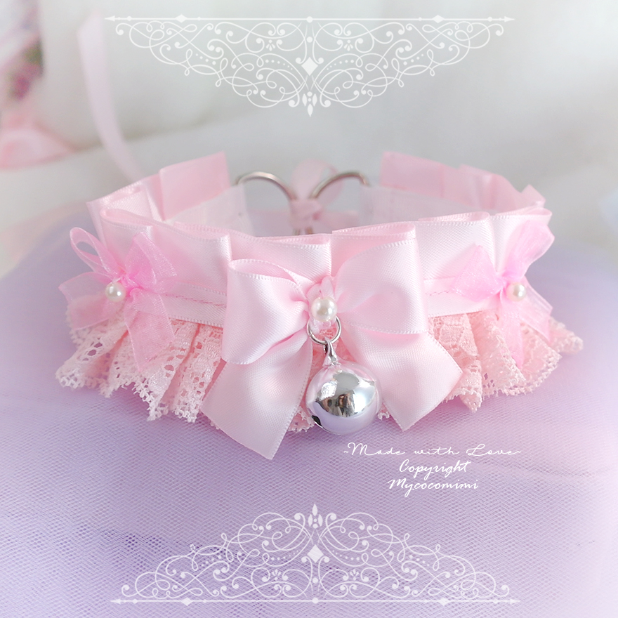 Princess Choker Necklace Kitten Pet Play Collar Pretty Baby Pink Lace ...